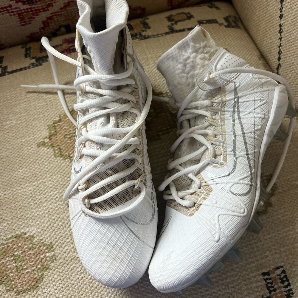 Mens Size 6.5 Nike Alpha Huarache 7 Elite LAX White High-Top Lacrosse Cleats